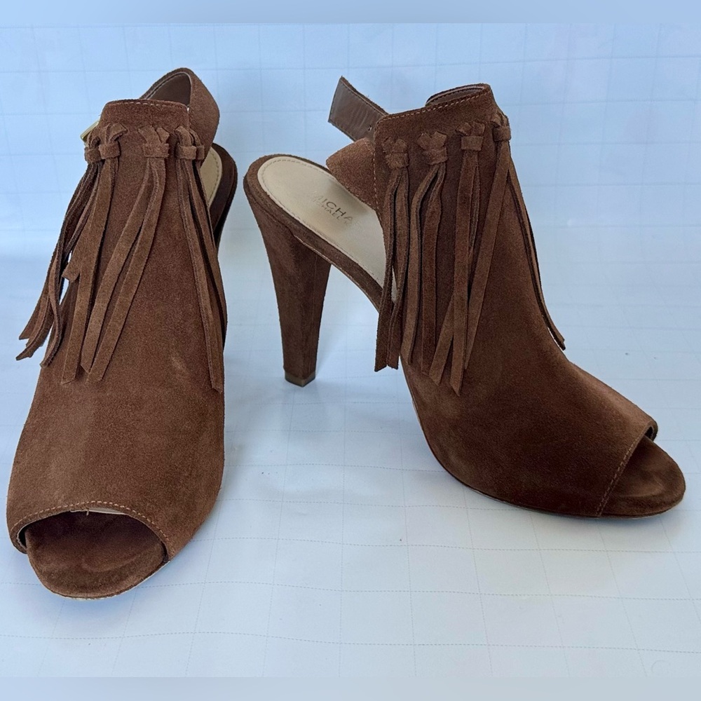 Michael Kors Brown Suede Fringe Heels
